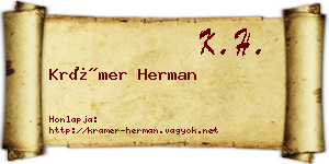 Krámer Herman névjegykártya